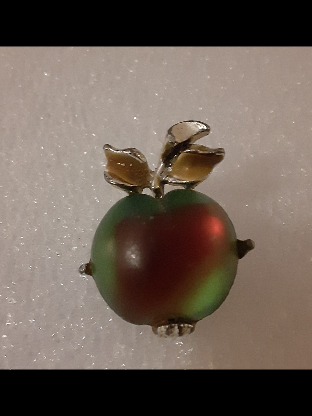 Green and Red Apple Brooch/Pin Frosted Glass - Women Jewelry Small